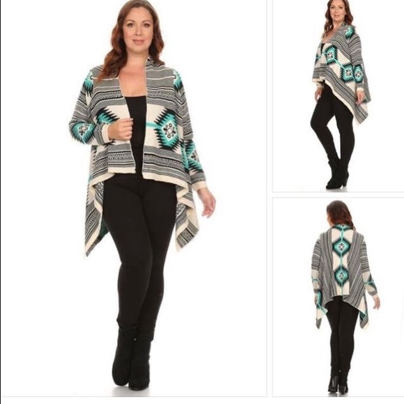 Cardigan Aztec print open front plus size - Picture 3 of 3