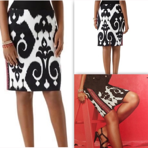 White House Black Market Dresses & Skirts - WHBM embroidered ikat print skirt