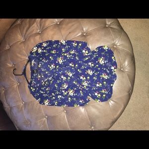 3/4 sleeve blue floral blouse