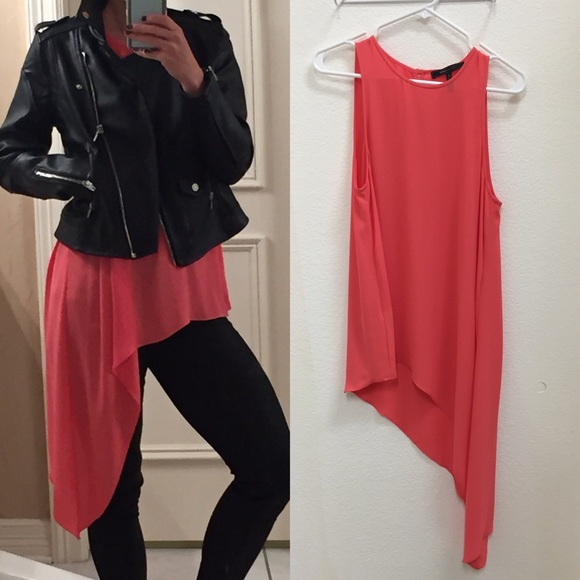 BCBG Sleeveless pink asymmetrical top