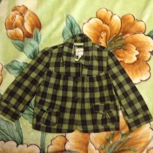 F21 Heritage - Green Plaid 3/4 sleeve jacket