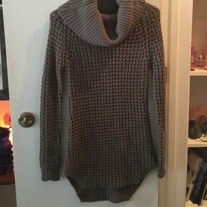 Thick Grey Cowl Sweater Dress