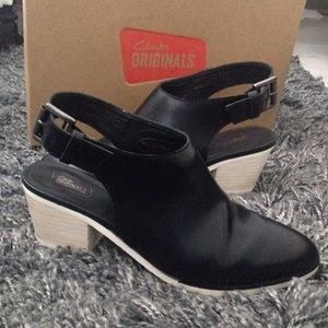 Clarks Juniper Sling shoe in black leather