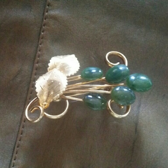 Vintage jade brooch