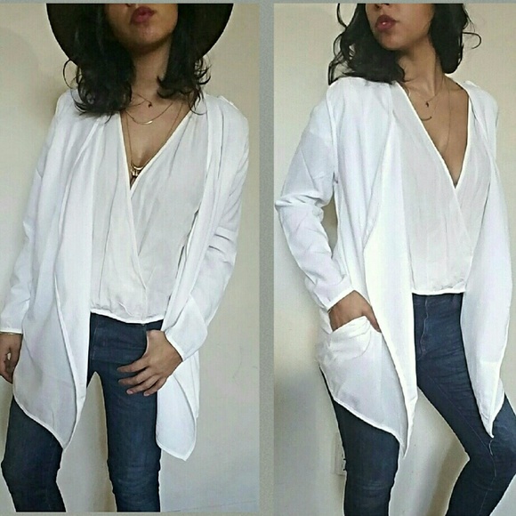 WHITE IVORY OPEN CARDIGAN - Picture 2 of 3
