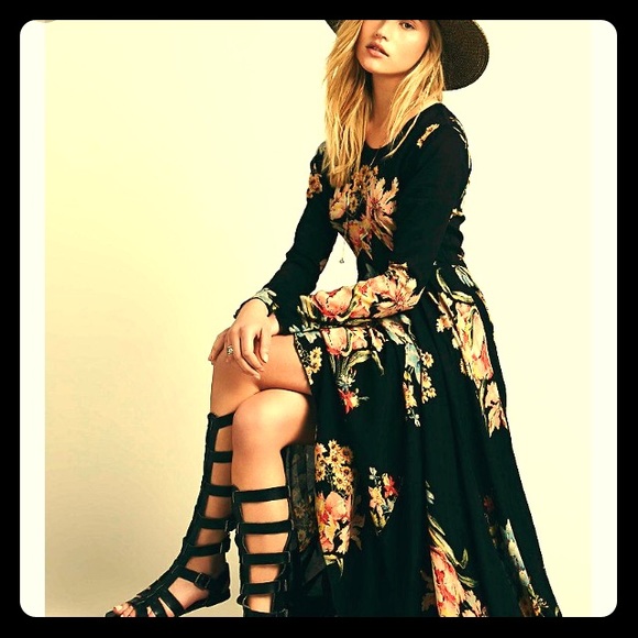 ISO free people maxi long sleeve side slit dress