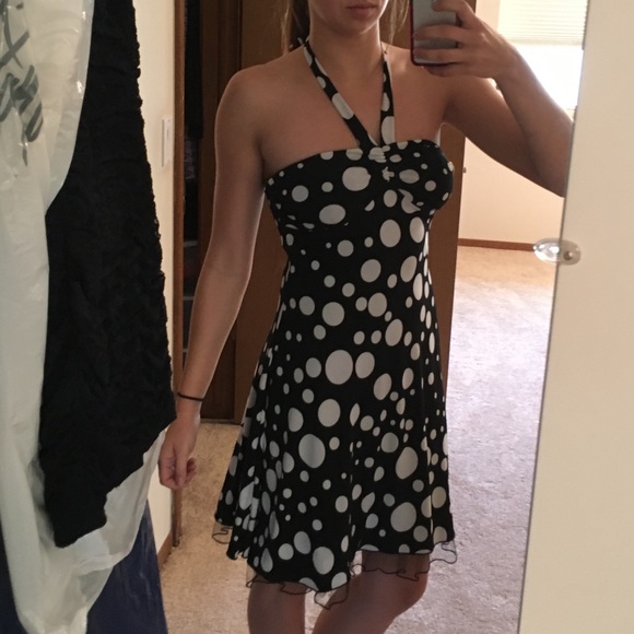 Black  and White Polka Dot Dress