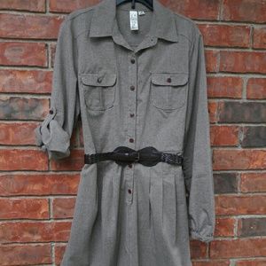 Brown 'Teacher' Dress w/ Braided Belt.