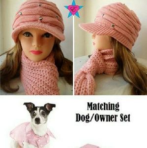 Matching Pink Dog Fashion Trench Coat & Owner Hat