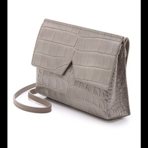 Vince. Signature V Croc Embossed Crossbody Bag