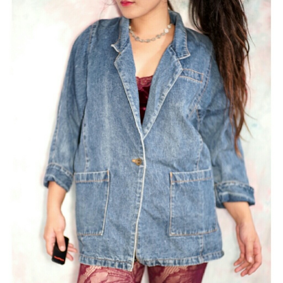 Vtg wash oversized denim jean jacket