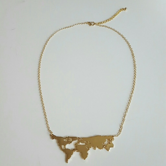Gold World Continents Necklace - Picture 2 of 4