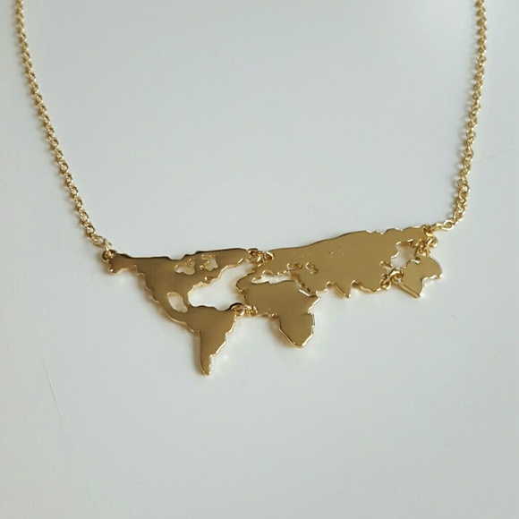Gold World Continents Necklace - Picture 3 of 4