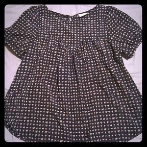 Flowy bow print blouse