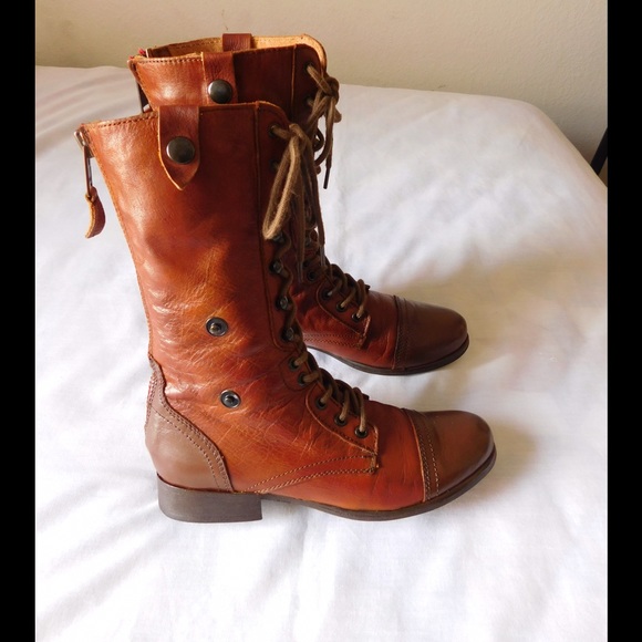 Steve Madden Shoes - Real Leather Steve Madden Tan Combat/Folding Boots