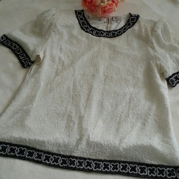 Laurence Kazar Tops - FINAL SALE Vintage Silk Beaded Blouse