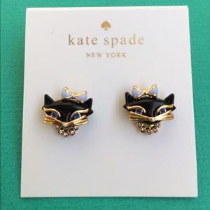 Kate spade New York cat with ribbon stud earrings