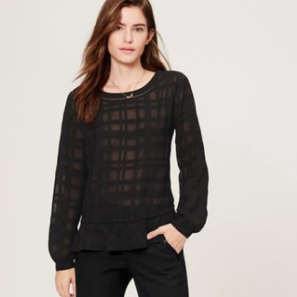 Loft 💕 NWT Black Sheer Blouse - Picture 1 of 3