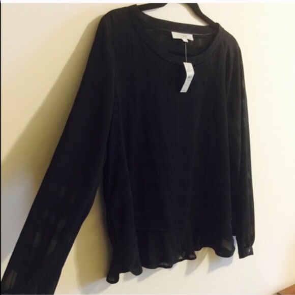 Loft 💕 NWT Black Sheer Blouse - Picture 3 of 3
