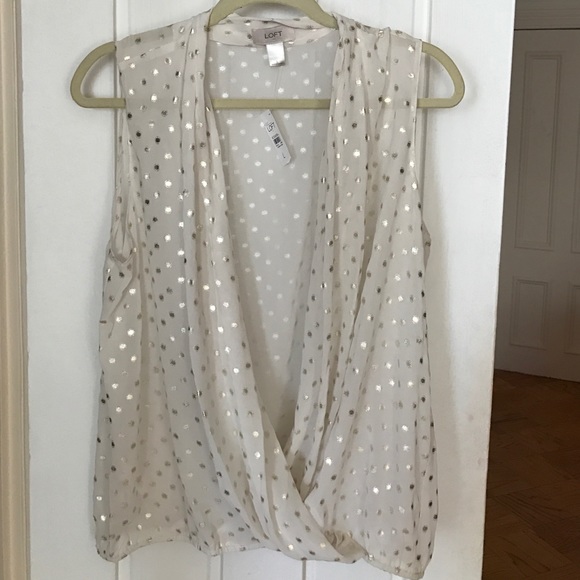 Cream blouse with gold spotted pattern