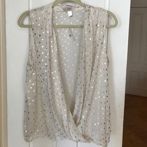 Cream blouse with gold spotted pattern