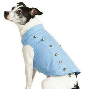 Soft Light Blue Denim Dog Military Style Jacket -