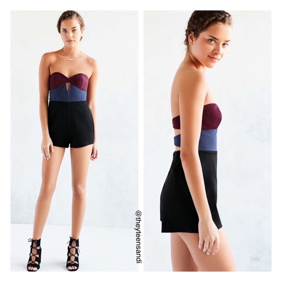 Urban Outfitters Pippy Colorblock Strapless Romper - Picture 3 of 3
