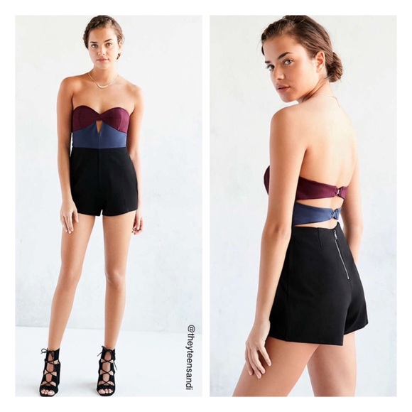 Urban Outfitters Pippy Colorblock Strapless Romper - Picture 2 of 3