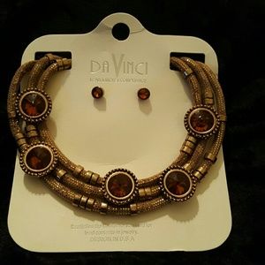 Unique Burnished Gold and Brown Stoned