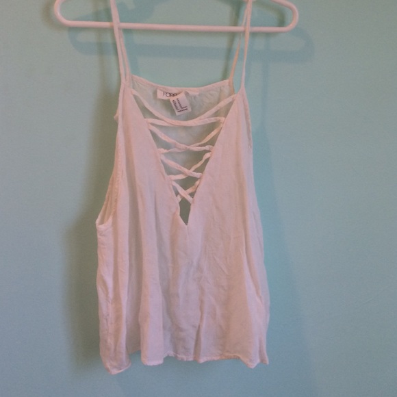 white lace-up top
