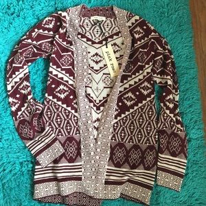 Maroon Aztec cardigan