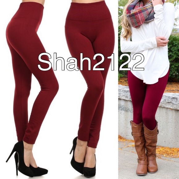 DARK BROWN fleece lined leggings super soft OS - Picture 3 of 4