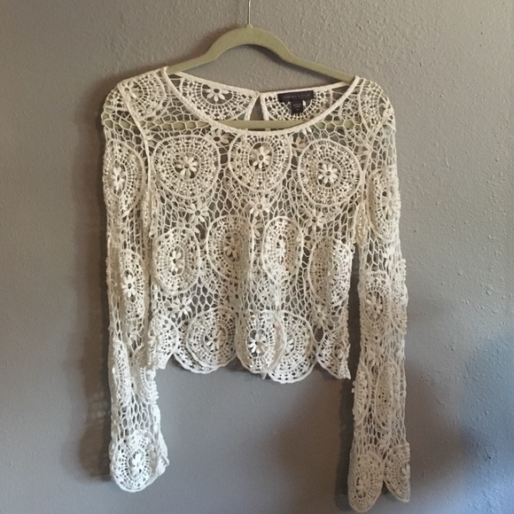 Kendall & Kylie Crotchet Bell Sleeve Top