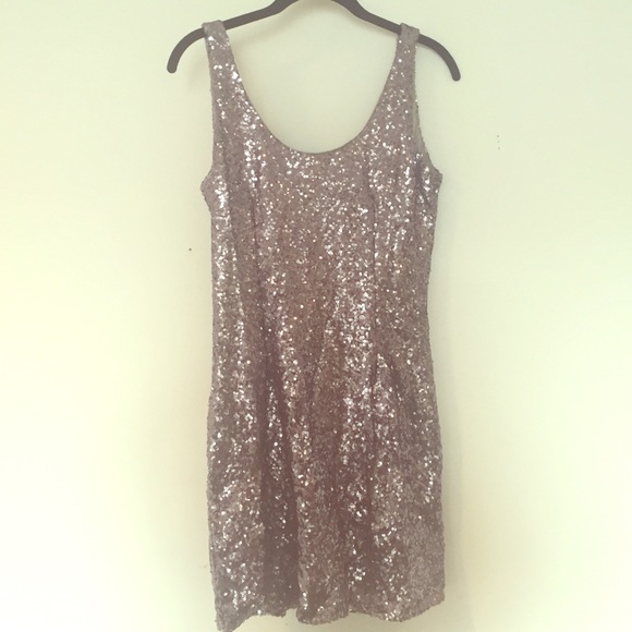 Sparkly, silver sequin dress.