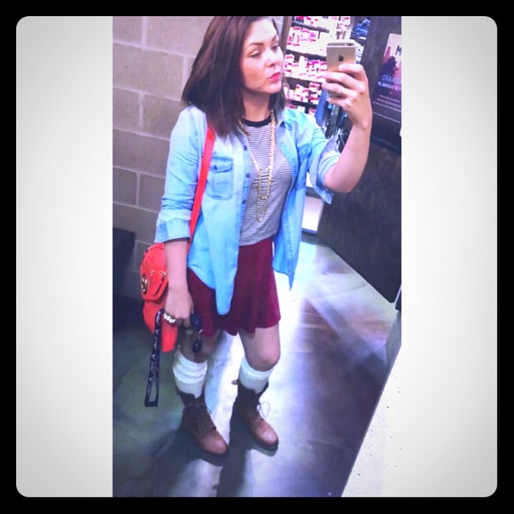 PacSun Suede Maroon Skater Skirt💄