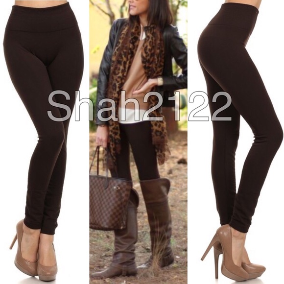 Fleece Lined High Waist Leggings basic black OS - Picture 4 of 4