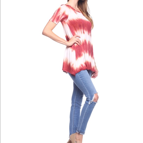 Red Tie Dye Tunic - T006 - Picture 2 of 5