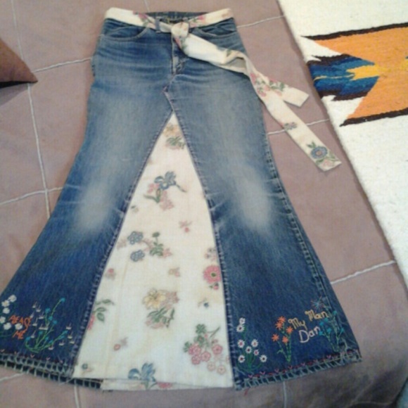 Hippie retro boho jeans skirt