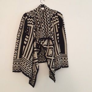 Black and cream drapey sweater