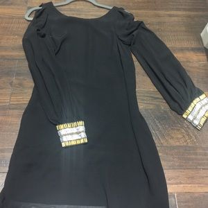 Bebe embellished cuff sleeve open back dress