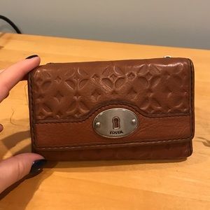 Brown patterned fossil wallet