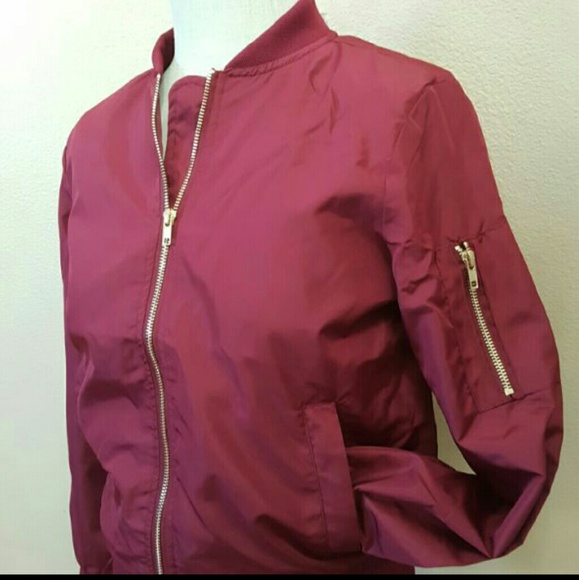 New burgandy Trendy BOMBER Jacket - Picture 3 of 3