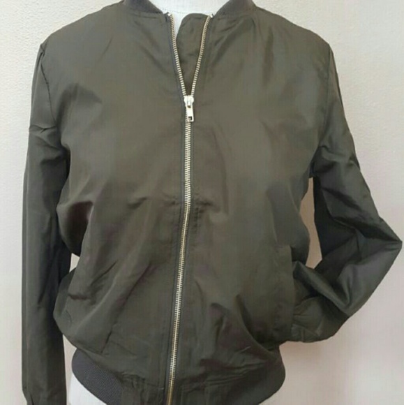 New olive green Trendy Bomber Jacket - Picture 3 of 3
