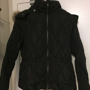 Coach black hooded puffer coat