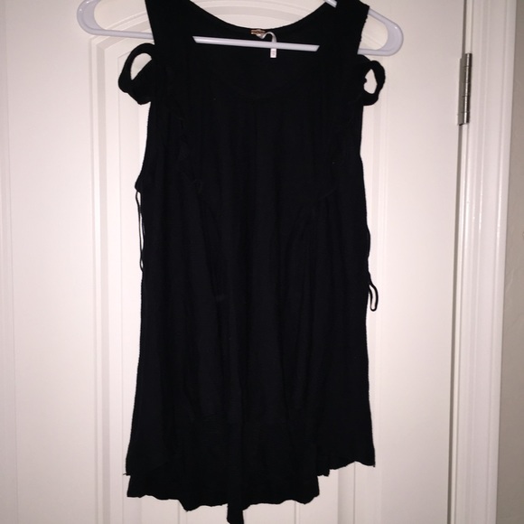 Free people boho black ruffle blouse xs
