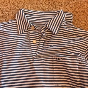 Vineyard Vines Boys M stripped polo blue! NEW