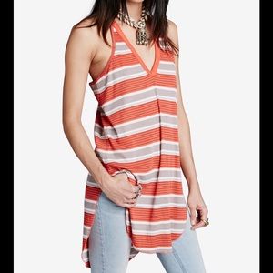 Free People Orange & Tan Striped Tunic