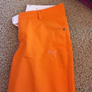 BOYS PUMA GOLF PANTS ORANGE SIZE S NEVER WORN