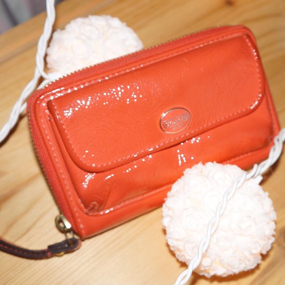 Watermelon red Coach wristlet wallet
