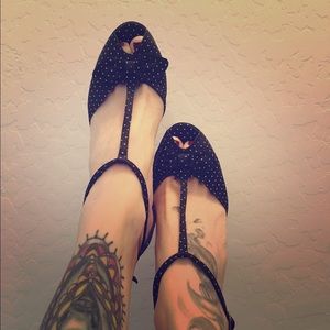 Brand new polka dot peep toe t-strap heels